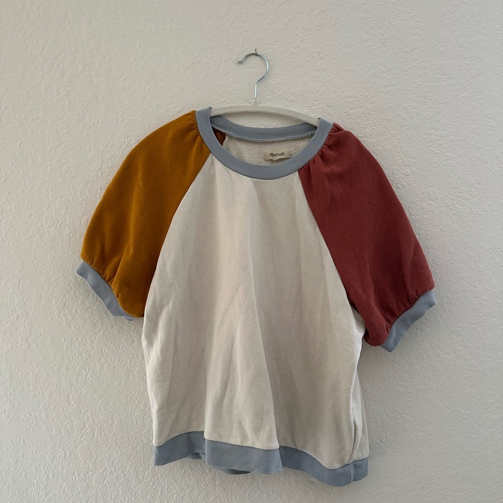 Madewell Colorblock Puff Sleeve Top